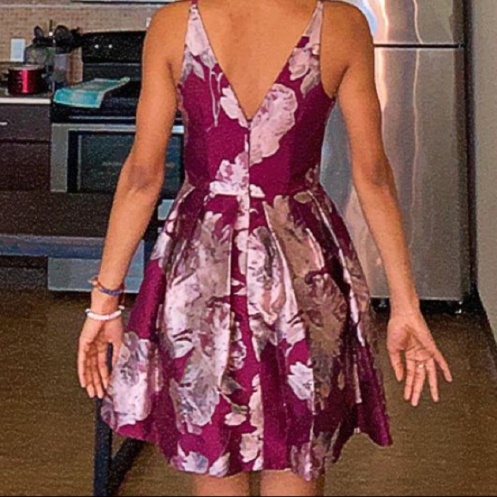 Burgundy floral Macy’s dress (size 4)